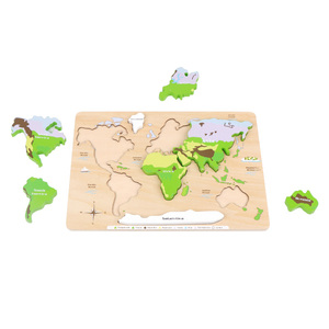 Puzzle en bois Montessori des <span class=keywords><strong>continents</strong></span> <span class=keywords><strong>et</strong></span> des <span class=keywords><strong>océans</strong></span>, jouets éducatifs Montessori pour enfants, puzzle personnalisé - Product Image 3