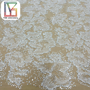 Tela de Tul Bordada con Cuentas Blancas Africanas, Tela con Lentejuelas de Perlas para Vestido de Novia - Product Image 6