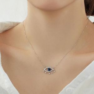 Dylam Belief Protection Symbol Fine Fashion Jewelry <b>Solid</b> S925 <b>Silver</b> Link Chain Evil 5A Zirconia Blue Eyes Pendant <b>Necklace</b> - Product Image 4
