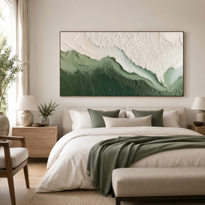 Emerald Horizon Textured Oil Painting Wall Art 3D Handmade Minimalist <b>Canvas</b> Hanging Decor House Hotel Decoration Interior - Product Image 2