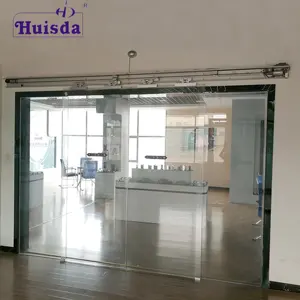 Puerta corredera automática para Hotel, operador de puerta eléctrica de vidrio sin marco, sistema de puerta automático con Motor sin escobillas de 180KG de alta resistencia