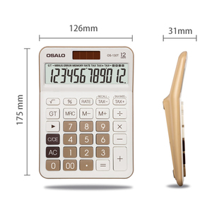 เครื่องคิดเลขตั้งโต๊ะภาษี12หลักเครื่องคิดเลขมีปุ่มหลากสีพลังงานแสงอาทิตย์เครื่องคิดเลขสำนักงานและนักเรียนทำจากพลาสติก - Product Image 3
