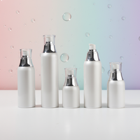 Flacon pompe sans air en plastique AS de haute qualité personnalisé, 15/20/25/30/40/50 ml, couleur blanc argenté, pour crème pour le visage, soin de la peau, PPWR