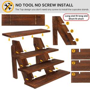 Présentoir en bois pour cupcakes, sans outil, supports rustiques pour l'affichage, idéal pour l'artisanat et les étagères Funko Pop - Product Image 3