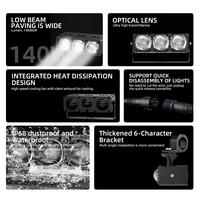 Phare antibrouillard laser Senlo X3 140W haute puissance à 3 lentilles, faisceau Hi/Lo, super lumineux, pour calandre avant de voiture et moto
