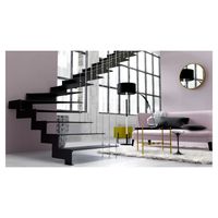 Escalier droit à poutre unique, design flottant, structure métallique, marches en bois, fabrication sur mesure à Foshan