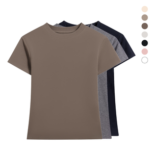 <span class=keywords><strong>T</strong></span>-shirts unis épais pour <span class=keywords><strong>femme</strong></span> en coton et élasthanne, décontractés d'é<span class=keywords><strong>t</strong></span>é, imprimés - Product Image 1