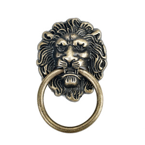 Lion Head <b>Handle</b> Zinc Alloy Bronze Cabinet <b>Door</b> <b>Pull</b> Ring Traditional Decorative Furniture Hardware - Product Image 2