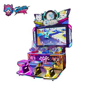 เครื่องเกมอาร์เคดหยอดเหรียญสำหรับเด็กแบบแข่งขันสามคน ดีไซน์ใหม่ สีสันสดใส สวนสนุกสีสันสดใส - Product Image 4