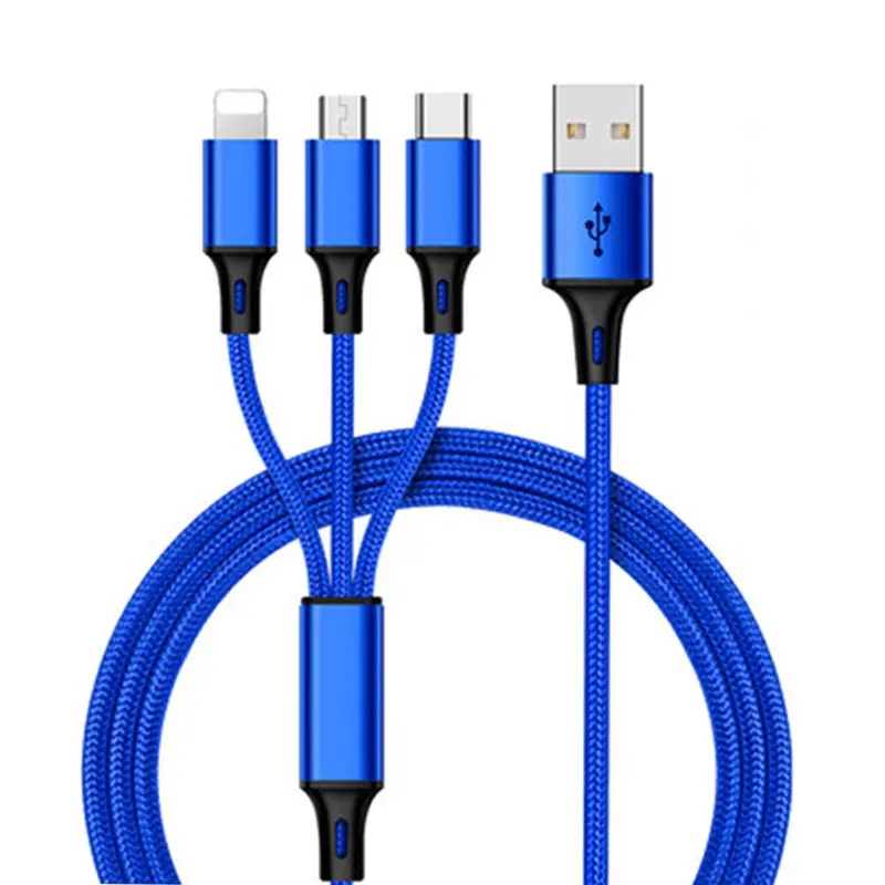 Read Goods Pure cupper durable quality 3 in 1 usb charging cable 3A usb cable for Iphone android cell phone