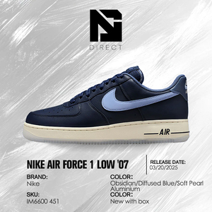 Nike Air Force 1 Low '07 'Obsidian Diffused Blue' Zapatillas bajas de skate con punta redonda y cordones - Product Image 6
