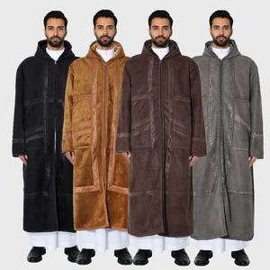 2026 Nuevo Abrigo Largo Kaftan con Capucha para Hombre Musulmán, Cálido, Suave y Grueso, Estilo Casual, Color Sólido, Kimono con Bolsillos y Cremallera para Hombres M137 - Product Image 2