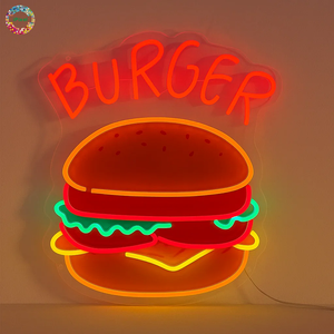 Insegna al Neon LED Personalizzata IPixel OEM&ODM per Auto, Ristoranti e Negozi - Design <span class=keywords><strong>Hamburger</strong></span> Stampato UV, Impermeabile IP67, Controllo App Bluetooth - Product Image 1