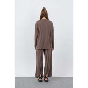 Ensemble décontracté en viscose surdimensionné pour femmes, manches longues, style minimaliste, respirant, noir, toutes saisons - Product Image 1