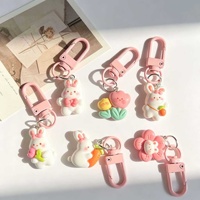 Gantungan Kunci Kelinci Wortel Resin Bunga Lucu Kreatif Gaya Girly Manis Liontin Ransel Hadiah Sahabat Terbaik Aksesori Gantung Pink