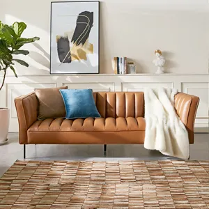 Nordic Design Living Room Leather Sofa Set Modern Home Furniture Natural Solid Wood Sofa Set