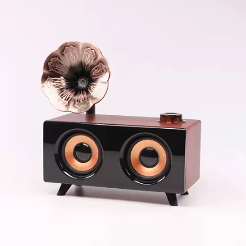 Korean Style Bass 10W 1200mAh Support FM Radio USB TF Mini Retro Classical Wood Speaker Box