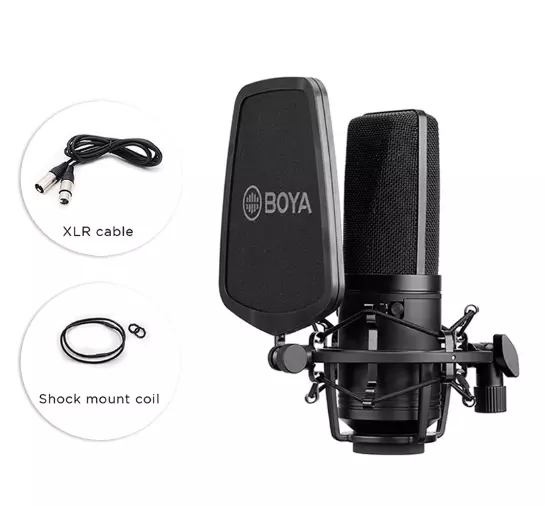 BOYA BY-M1000 Large Diaphragm Studio Condenser Microphone for Vocal Recording Singer Podcast Broadcast Streaming Video Gaming