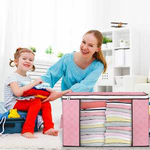 Large Blanket Storage <b>Bag</b> 90L Foldable Comfortable <b>Bed</b> Storage with Reinforced Handle Breathable Clothing Storage Container - Product Image 4