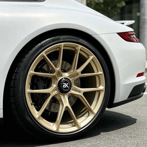 Rines BZY Forjados 5x130 para <span class=keywords><strong>Porsche</strong></span> 911 991 992 997 GT2 <span class=keywords><strong>GT3</strong></span> <span class=keywords><strong>RS</strong></span> 718 <span class=keywords><strong>Carrera</strong></span> de 19, 20 y 21 Pulgadas, Aleación Ligera Dorada, Estilo Racing - Product Image 5