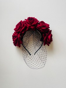 Diadema de Rosa Roja de Halloween, Flor de Terciopelo con Velo, Diadema para Mujeres y <span class=keywords><strong>Niñas</strong></span>, Decoraciones para el Cabello para Fiestas de Halloween - Product Image 5