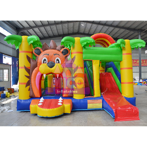 Castillo Inflable con Tobogán para Exteriores, Diseño de Jungla con Leones, Castillo Hinchable con Tobogán - Product Image 1