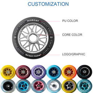 Échantillon Gratuit Roues d'Usine OEM ODM <span class=keywords><strong>Pas</strong></span> Chères pour <span class=keywords><strong>Trottinette</strong></span> Stunt, Pièces de <span class=keywords><strong>Trottinette</strong></span> 110mm, Roues en PU à Rebond Élevé avec Noyau en Aluminium, Roulements ABEC-9, Noires - Product Image 6