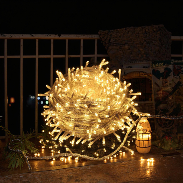 66ft 200 LED Christmas String Lights Indoor Outdoor Waterproof, Warm White Christmas Garden Lights Clear Wire