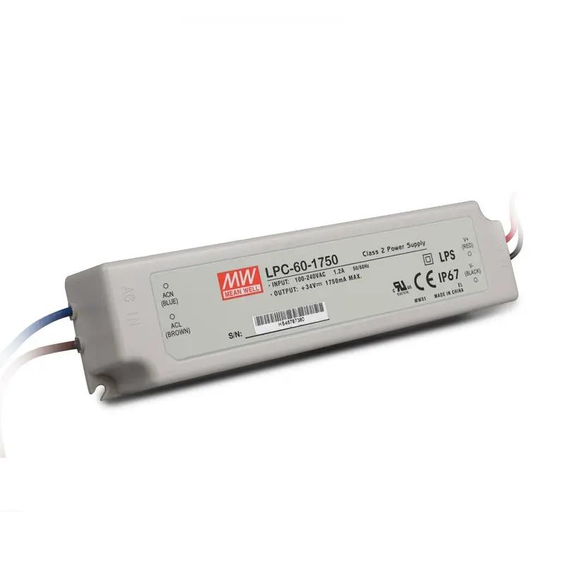 Meanwell LPC-60 سلسلة 60W 1750mA LPC-60-1750 إخراج واحدة تحويل التيار الكهربائي الصمام سائق