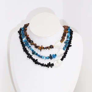 قلادة نسائية بتصميم بوهو من اللؤلؤ الطبيعي, قلادة نسائية مصنوعة يدويًا من اللؤلؤ الطبيعي باللون الأحمر المطرز بالخرز ، قلادة نسائية - Product Image 4