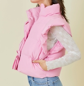 Nuovo piumino <span class=keywords><strong>con</strong></span> <span class=keywords><strong>volant</strong></span> 2025 tinta unita <span class=keywords><strong>con</strong></span> dettagli papillon da donna - Product Image 3