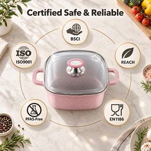 <span class=keywords><strong>Set</strong></span> di <span class=keywords><strong>Pentole</strong></span> OEM all'Ingrosso, 6 Pezzi in Alluminio Rosa con Rivestimento in <span class=keywords><strong>Pietra</strong></span>, Granito e Marmo, con Manopole in Silicone - Product Image 2
