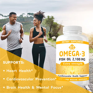 Huile de poisson Oméga-3 extra forte OEM 2100mg EPA DHA Riche en EPA et DHA pour la santé cardiovasculaire et cérébrale 400 gélules souples pour adultes Sans OGM Naturel - Product Image 2