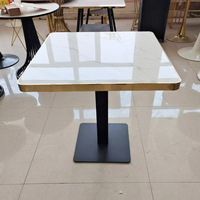 Table carrée légère de luxe en acier inoxydable simple table à manger en forme de roche table en métal pour balcon extérieur café thé au lait