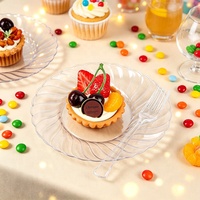 Assiettes en plastique jetables sans BPA, bord festonné ondulé, assiettes à dîner transparentes pour la décoration de table de mariage, de fête ou de banquet