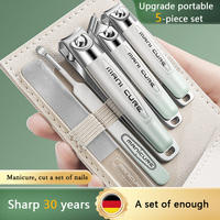 Kit professionnel de coupe-ongles 5 pièces, outils de soin des pieds, acier inoxydable, ensemble de manucure et pédicure pour femmes et hommes