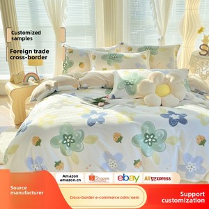 Set di Biancheria da Letto Premium in Cotone 100% a Quattro Pezzi con Motivo Floreale, Resistente all'Abrasione, per Dormitorio e Camera da Letto - Product Image 2