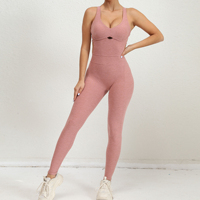 Combinaison de sport une pièce rembourrée et ajustable pour femme, dos nu, effet froncé, pour l'entraînement