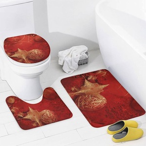 Red Festive Ornament Polyester Shower <b>Curtain</b> <b>Bathroom</b> <b>Curtain</b> Digital Print Waterproof Custom Print Wholesale Modern - Product Image 4