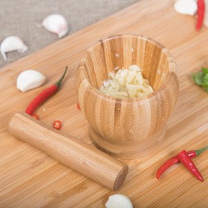 Triturador de ajo de bambú, picador manual de ajo, herramienta de cocina para hacer pasta de ajo, duradero, solo se puede lavar a mano. - Product Image 3