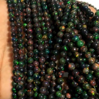 Opale éthiopienne Multi Fire Black welo plaine Forme ronde Perles de pierres précieuses en vrac faisant des bijoux grossiste AAA Top Quality