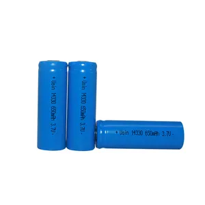 工厂圆柱形锂离子3.7v 650毫安时电池锂离子电池ICR14430电池