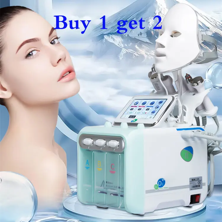Portable 7 In 1 Multifunction Deep Cleaning H202 With 7 Colors Mask Vacuum Hydra Dermabrasion Beauty Facials Oxygen Peel Machine