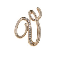 Broche à tige électroplaquée avec alphabet à 26 lettres, style européen et américain, motif anti-exposition, strass, corsage, accessoire pour femme