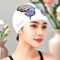OEM Vente en gros Personnalisez votre logo Motif Élastique Imperméable Unisexe Adulte Bonnet de bain en silicone personnalisé Sports nautiques Bonnet de bain