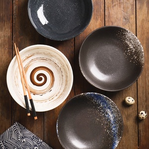 Bols à nouilles ronds en porcelaine fine de style japonais, compatibles micro-ondes, design rétro de luxe léger pour restaurant et usage domestique, pour soupes et plats cuits au four - Product Image 4