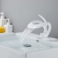 Robinet de lavabo cascade chromé chaud/froid à double usage, avec cartouche céramique, monocommande, à poser sur comptoir