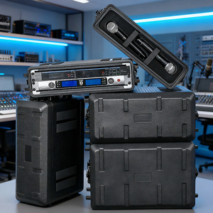 Vali rack DJ 19 inch chống sốc, đúc nhựa PE tùy chỉnh OEM, dành cho amply âm thanh hình ảnh 2U 4U 6U <span class=keywords><strong>8U</strong></span> 12U 14U, vận chuyển hàng không - Product Image 2