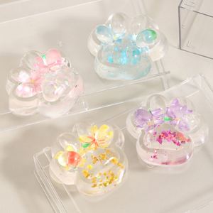 Transparent Shinny Glitter Toy Cute <b>Cat</b> Paw TPR Mochi <b>Squishy</b> Unisex Soft Slow Rebound Stress Relief Toy <b>Squishy</b> Toys Set - Product Image 1