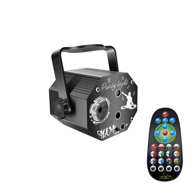 Mini RGBWA Laser & LED Stage Light KTV Strobe Beam Bar & Party Light Sound-Activated & Remote Control High CRI 90